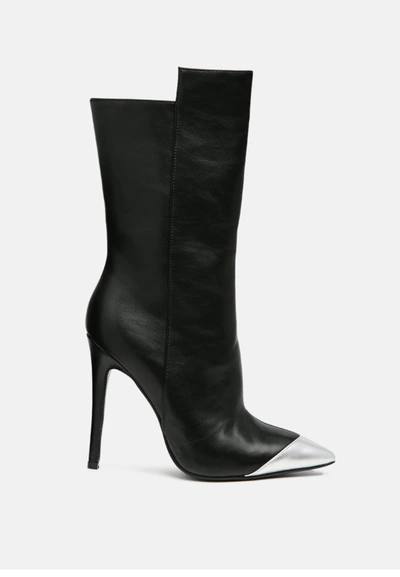 London Rag Twitch Dip Toe Stiletto Boots In Black