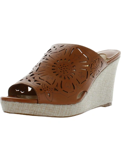 J. Reneé Lashan Womens Faux Leather Laser Cut Wedge Heels In Green