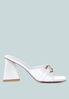 London Rag Salisbury Metal Buckle Detail Slider Sandals In White