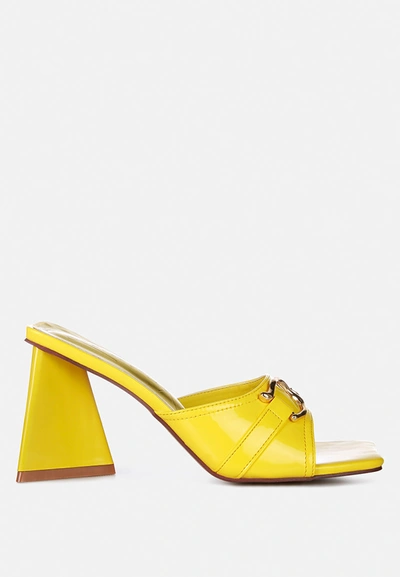 London Rag Salisbury Metal Buckle Detail Slider Sandals In Yellow