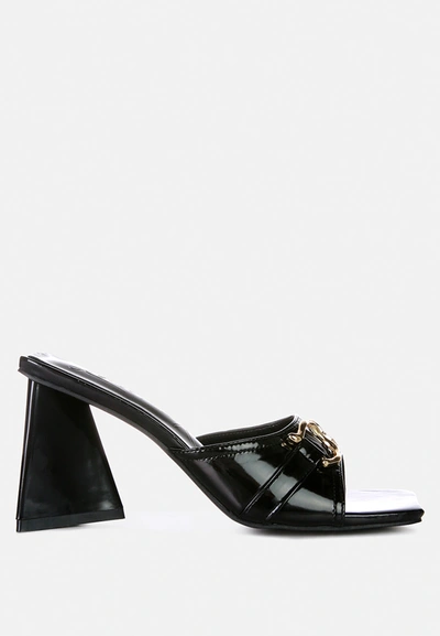 London Rag Salisbury Metal Buckle Detail Slider Sandals In Black