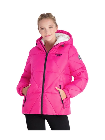 Reebok Womens Quilted Insulated Puffer Jacket In Pink