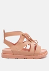 London Rag Voopret Tie-up Flat Sandals In Pink
