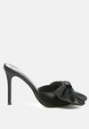 London Rag Sidonie High Heel Bow Tie Mules In Black