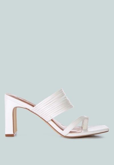 London Rag Follow Me Mid Block Heel Sandals In White