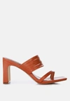 London Rag Follow Me Mid Block Heel Sandals In Orange