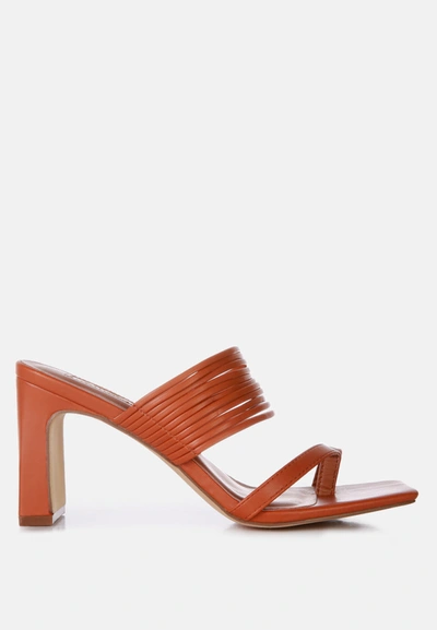 London Rag Follow Me Mid Block Heel Sandals In Orange