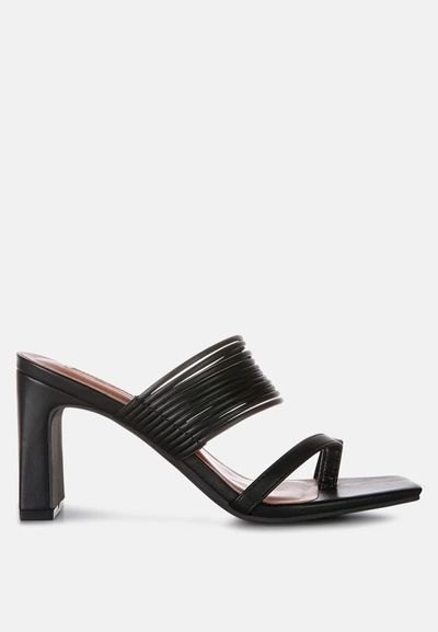 London Rag Follow Me Mid Block Heel Sandals In Black