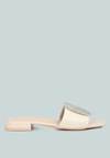 London Rag Ollilie Rhinestones Embellished Brooch Slip On Sandals In White