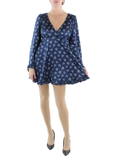 Crystal Doll Womens Cocktail Mini Fit & Flare Dress In Blue