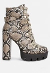 London Rag Spruce Snake Skin Ankle Boots In Brown