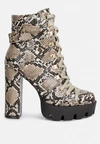 London Rag Spruce Snake Skin Ankle Boots In Multi