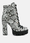 LONDON RAG PALMETTO SNAKE SKIN ANKLE BOOTS