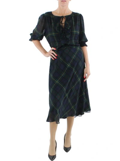 Lauren Ralph Lauren Womens Plaid Long Maxi Dress In Multi