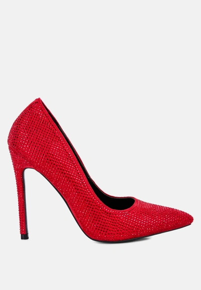 London Rag Alter Ego Diamante Set High Heeled Pumps Sandal In Red