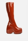 London Rag Dirty Dance Patent High Platfrom Calf Boots In Multi