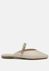 London Rag Catch Bling Chain Strap Flat Shoes In Brown