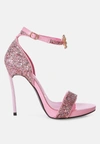 London Rag Straight Fire High Heeled Glitter Sandals In Pink