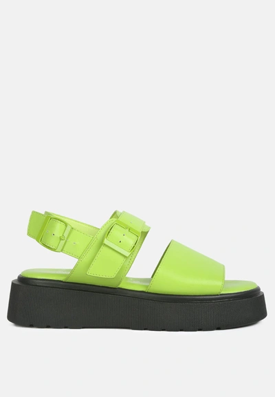 London Rag Gladen Pin Buckle Platform Sandals In Green