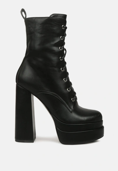 London Rag Meows Faux Leather High Heel Platform Ankle Boots In Black