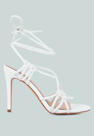 London Rag Trixy Knot Lace Up High Heeled Sandal In White