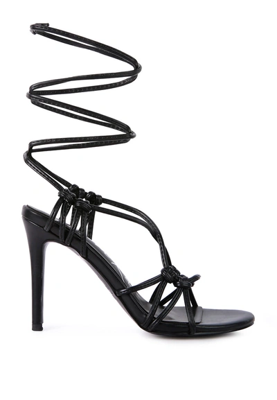 London Rag Trixy Knot Lace Up High Heeled Sandal In Black