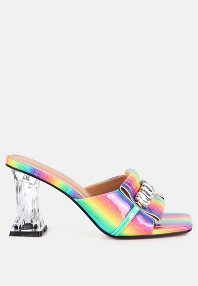 London Rag Fantasy Clear Heel Jewel Sandal In Rainbow