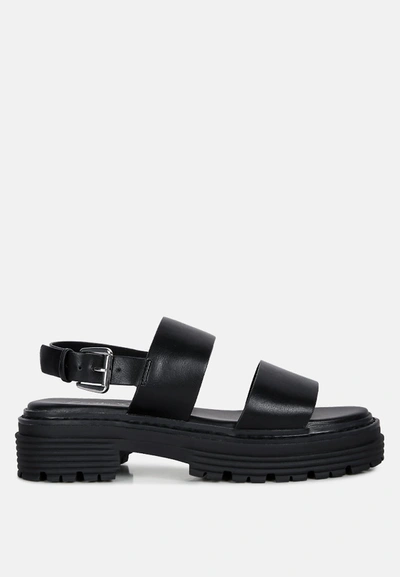 London Rag Dual Strap Platforms Sandals With Buckle In Black