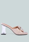 London Rag Deeba Clear Heel Jewel Sandals In Beige