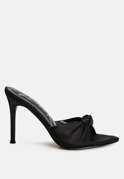 London Rag First Crush Satin Knot High Heeled Sandals In Black