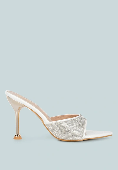 London Rag Sundai Diamante Ballroom Stiletto Sandals In White