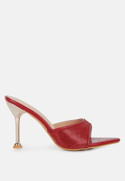 London Rag Sundai Diamante Ballroom Stiletto Sandals In Red