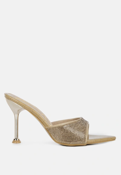 London Rag Sundai Diamante Ballroom Stiletto Sandals In Gold
