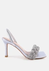 London Rag High Social Diamante Braided Trap Sandals In Silver