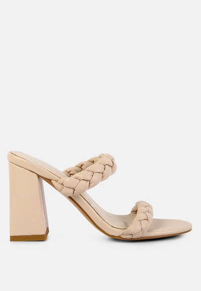 London Rag Mi Amor Braided Strap High Block Heels Sandal In Multi