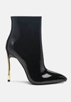 London Rag Siren Shine Patent Faux Leather Stiletto Boots In Black