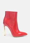 London Rag Siren Shine High Heel Stilleto Boot In Red