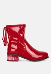 London Rag Cheer Leader Tassels Detail Ankle Boots In Red