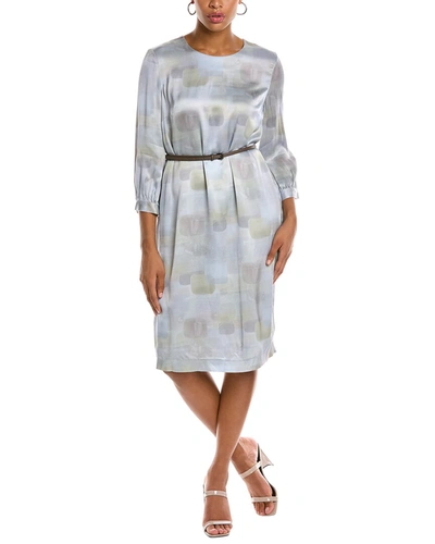 Peserico Belted Shift Dress In Blue