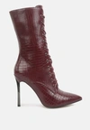 London Rag Knocturn Croc Textured Over The Ankle Boots In White