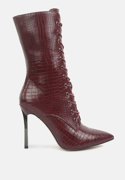 London Rag Knocturn Croc Textured Over The Ankle Boots In White