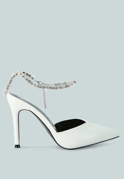 London Rag Joyce Diamante Embellished Stiletto Sandals In White