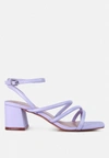 London Rag Right Pose Croc Mid Block Heel Casual Sandals In Lilac