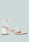 London Rag Right Pose Croc Mid Block Heel Casual Sandals In White