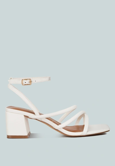 London Rag Right Pose Croc Mid Block Heel Casual Sandals In White
