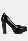 London Rag Dixie Patent Faux Leather Pump Sandals In Black