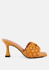 London Rag Celie Woven Strap Mid Heel Sandals In Yellow
