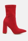 London Rag Zahara Faux Suede Block Heeled Boots In Red