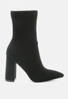 London Rag Zahara Pointed Block Heeled Boot In Black
