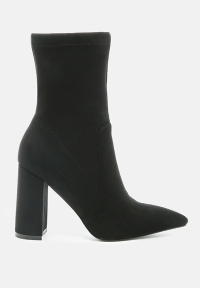London Rag Zahara Pointed Block Heeled Boot In Black
